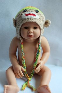 New Handmade Baby Crochet Sock Monkey Orangutan Hat Photograph Newborn to 3 Year