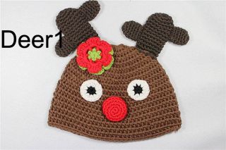 New Handmade Baby Crochet x mas Snowman Reindeer Hat Photograph Newborn to 3Year