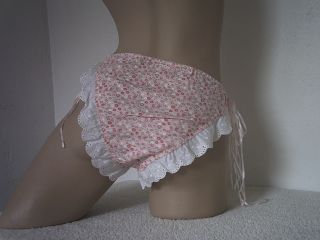Cute Sissy Girls Pink Ribbon String Bikini Panties Frilly Knickers s M