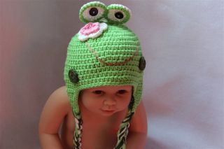 New Cute Cotton Handmade Baby Knit Crochet Frog Hat Cap Newborn Photo Prop Gift