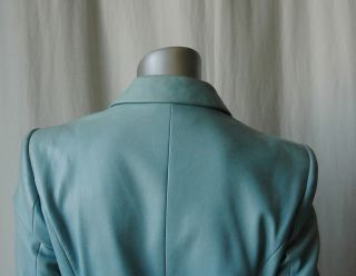 BOTTEGA VENETA Blue Leather Woven Blazer Jacket Coat 44