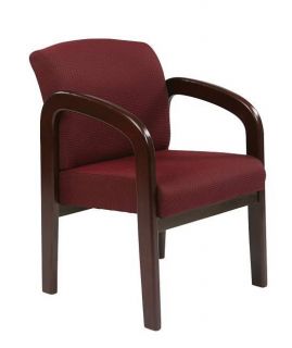 Office Star Work Smart Mahogany Finish Wood Visitors Chair Ruby