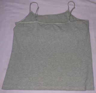 Womens Gray Stretchy Cami Tank Top Adjustable Spaghetti Straps Size M