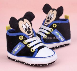 Baby Boy 3D Mickey Mouse Crib Shoes Soft Sole Sneakers Size Newborn to 18 Months