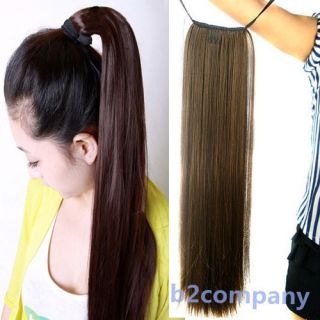 50 cm Women Steel Synthetic Ponytail Long Straight Hair Piece Hair Extensions