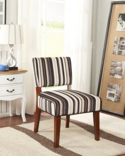 Kings Brand Stripe Fabric with Cherry Finish Wood Legs Accent Chair New