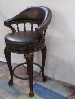 Thomasville Furniture Ernest Hemingway Trophy Leather Bar Stool Swivel Chair