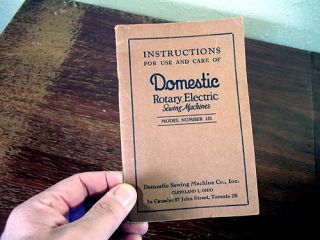 Vtg Domestic Rotary Electric Sewing Machine Model No 151 w Desk Chair Manuals