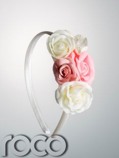 Girls Ivory Pink Headband Flower Girls Accessories Bridesmaid Rose Headband