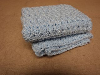 Handmade Blanket 36in w x 36in L Baby Blue Crochet Afghan