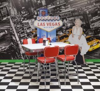 American Diner Furniture 50s Style Retro Rectangular Table and 4 Chairs