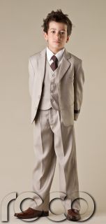 Boys Beige Biscuit 5 Piece Communion Wedding Formal Prom Suit Size 1 12 Years