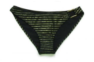 H M Swimsuit Black Gold Striped Bikini Bottom 309B Sz 6