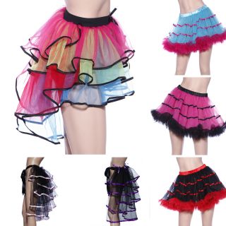 Rainbow Neon RaRa Rave Party Ballet Dance Ruffled Tiered Tutu Skirt Clubwear