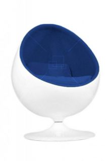 Egg Pod Chair Blue Wool and White Fiberglass Shell Eero Aarnio Design