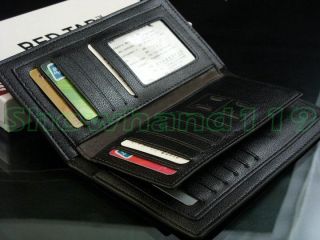 Black Mens Business Leather Long Wallet Pockets Credit Cards Clutch Bifold Purse