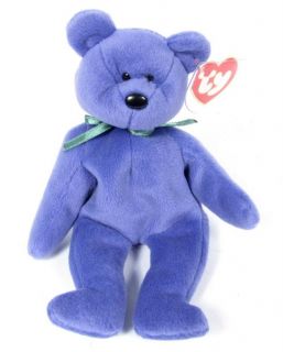 Candy Spelling's Beanie Baby New Face Violet Teddy Bear 1993 1st Gen Tush Tag