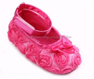 Hot Pink Rose Baby Girls Walking Shoes Size 1 2 3
