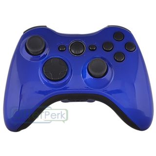 Custom Xbox 360 Glossy Blue and Black Wireless Controller Shell Case Mod Tools