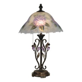 Dale Tiffany Hand Painted Purple Flower 2 Light Table Lamp