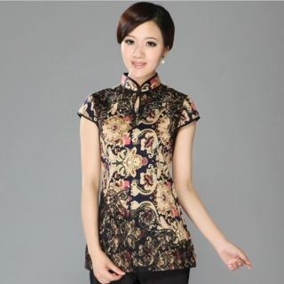 Fashion Chinese Women's Cotton Tops Dress T Shirt Cheongsam Sz M L XL XXL
