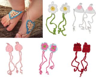 1 Pair Baby Girl Infant Crochet Knit Handmade Foot Flower Shoes Socks Photo Prop