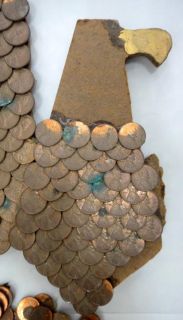 1960 Vintage American Eagle Tramp Handmade Folk Art with Pennies Copper Coin