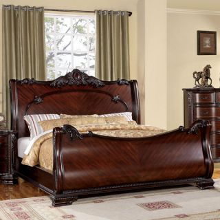 Bellefonte Baroque Style Brown Cherry Finish Bed Frame Set