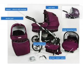 Silver Baby Travel System 3in1 Pram Pushchair Car Seat 12 Colours REDUCED Pric