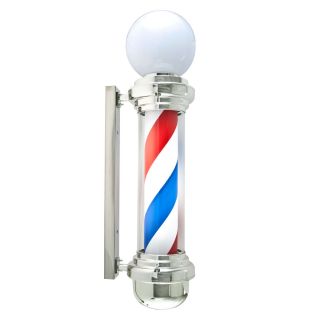 New 32" Barber Pole Light Red White Blue Original Metal Rotating Hair Salon Shop