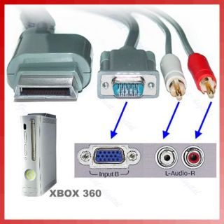 New High Definition VGA Cable for Xbox 360 to Monitor HDTV TV with Audio Port