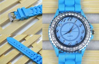 Classic Men Lady Gel Silicone Crystal Jelly Watch Gifts