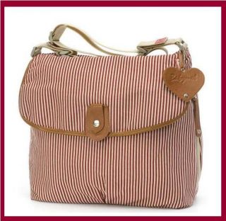 New Storksak Baby Mel Red Stripes Satchel Designer Hobo Casual Diaper Bag