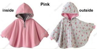Baby Kids Toddler Reversible Hooded Cape Cloak Poncho Coat Hoodie Jacket Outwear