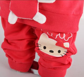 Hello Kitty Cute Baby Girl Animal Winter Fall Outfits Set T Shirt Pants Clothes