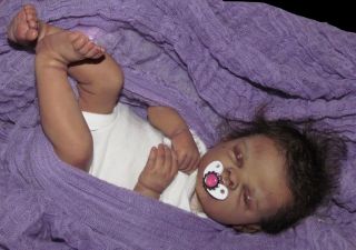 Reborn Mini Baby Girl Katie Winters AA Ethnic Biracial Preemie Hispanic Doll Art