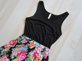 Xhilaration Black Floral Color Block Tank Summer Dress Cute Pretty Comfy S