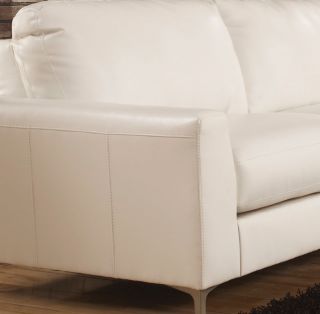 Veronica Contemporary White Bonded Leather Sofa Couch Set Living Room Furniture