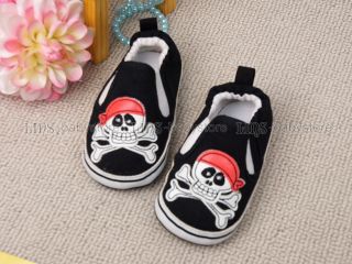 New Toddler Baby Boy Black Pirate Skull Casual Shoes US Size 3 K12