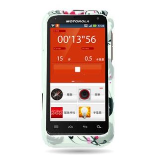 Red Flower on White Case for Motorola Defy XT XT557 Cell Phone Hard Skin Cover