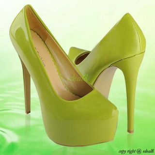 Womens Glitter PU Platform Pumps Stiletto High Heels Prom Party Court Shoes 6"