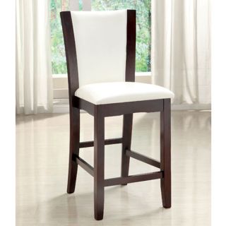 Manhattan Dark Cherry Finish Ivory White Leatherette Padded Counter Height Chair