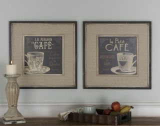 Wall Art s 2 Decorative Oil Paintings Framed Home Kitchen Decor Coffee Cup Cafe