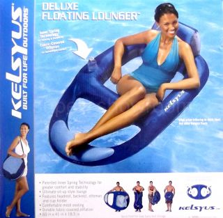 New Big 60" Inflatable Chair Pool Float Lounger Raft Seat Blue Swimming Chaise