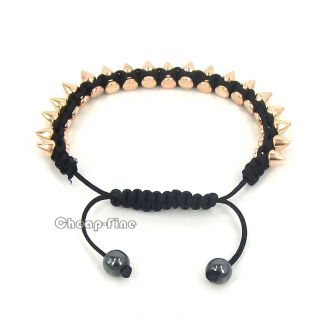 Gold Tone Bullet Head Beads Bead Black Hemp Bracelet