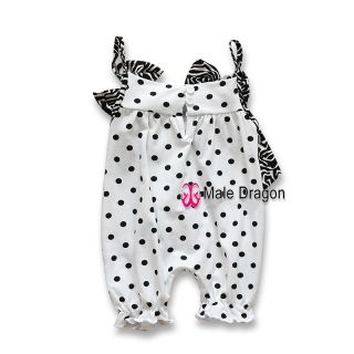 1pc New Baby Girls Bowknot Romper Bodysuit Clothes Zebra Stripe Outfits