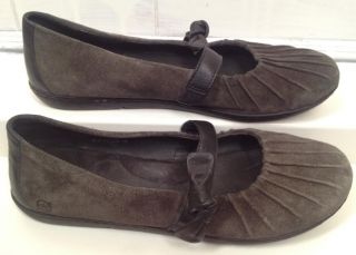 Born Gray Vina Grafite Pleated Bow Suede Leather Flats Shoes Size 10