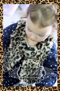 Baby Girl Toddler Leopard Print Vest Jacket Top Faux Fur Fluffy Lined Warm Coat