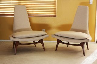 Pair Karpen of California Lounge Chair Danish Eames Mid Century Modern Knoll