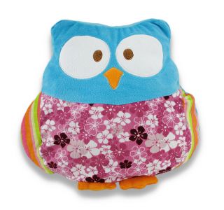 Incredibly Cute Plush Floral Owl Throw Pillow Color Blue